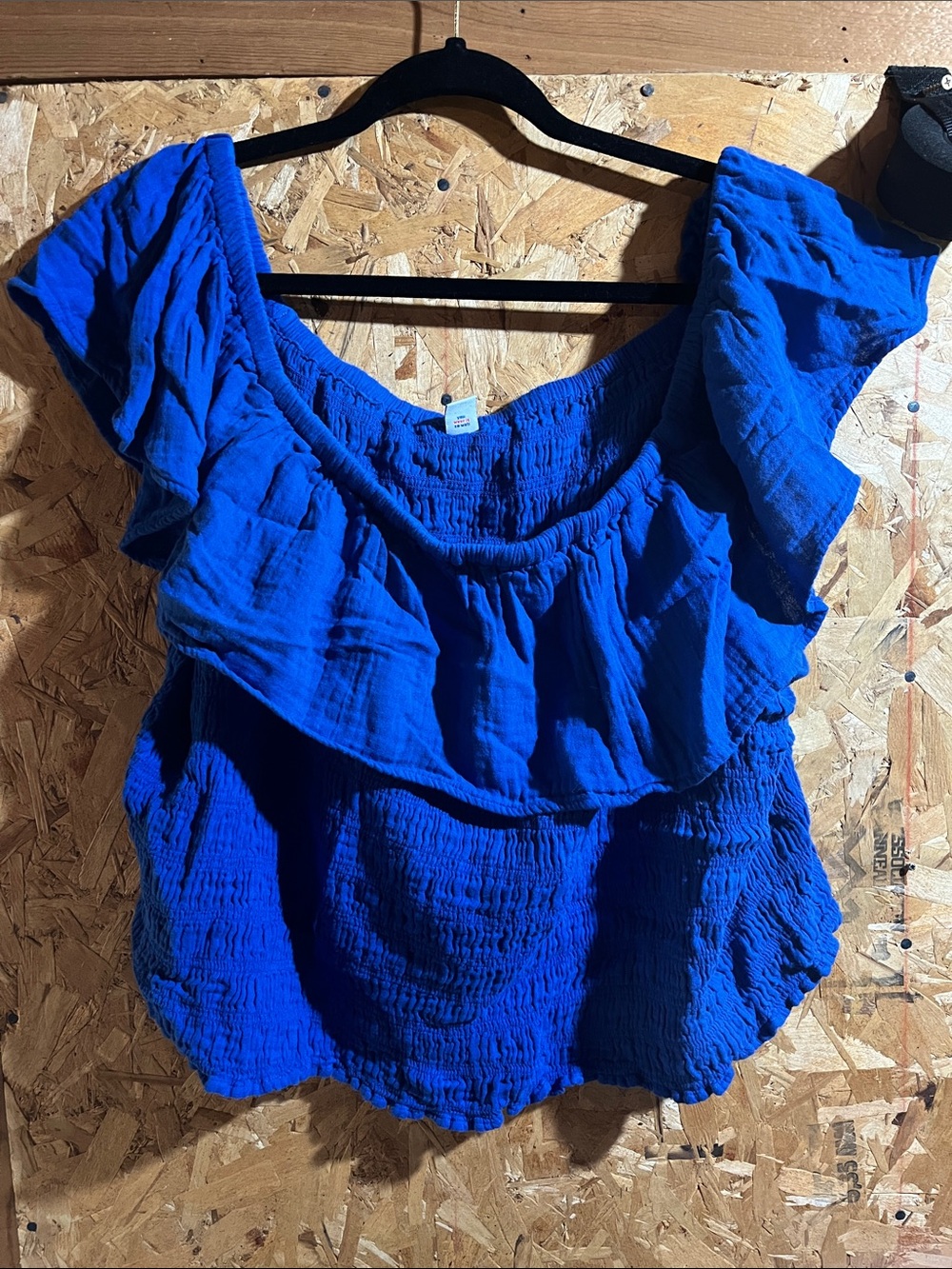 Old Navy Royal Blue Off-Shoulder Ruffle Blouse